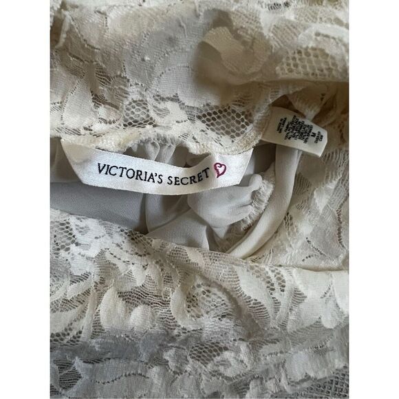 90’ Vintage Victoria's Secret Maxi Dress Nightgown Ivory Floral Lace Plunge Back - Picture 8 of 10